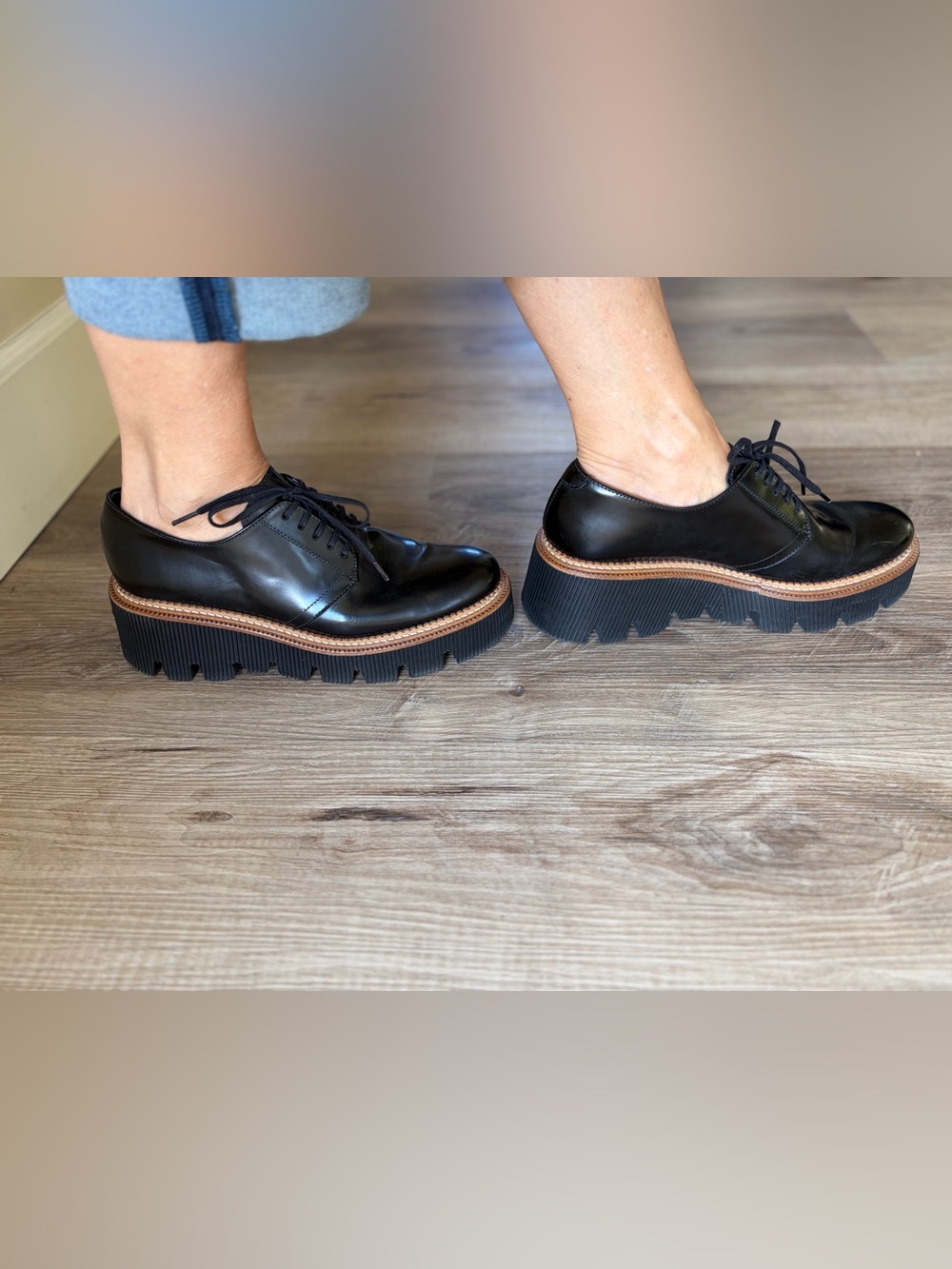 Freda Salvador Bobbie Platform Lace Up Oxford in Black Spazzolato - Picture 3 of 9
